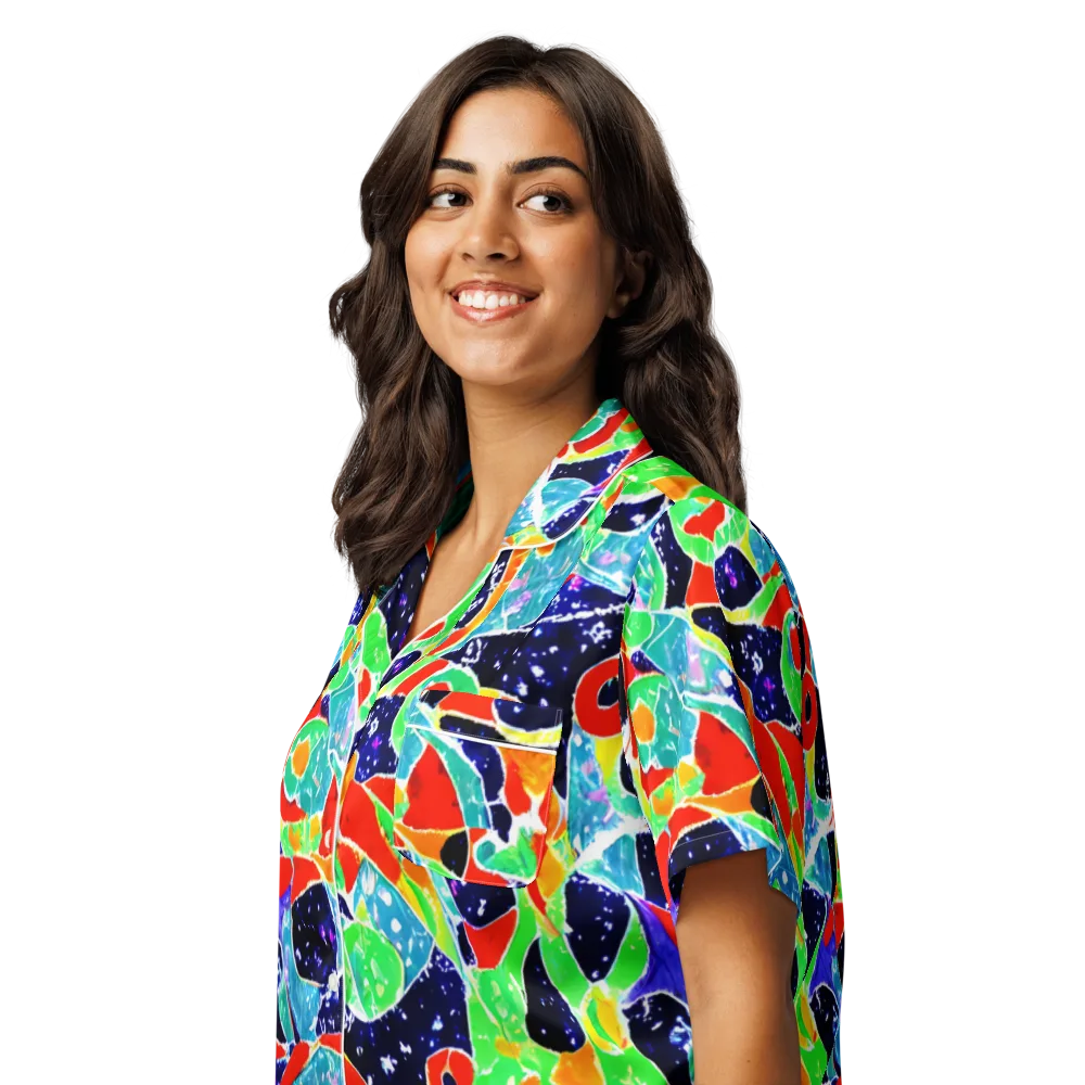 Midnight Splash on Women's Short Sleeve Pajama Top — Left Front