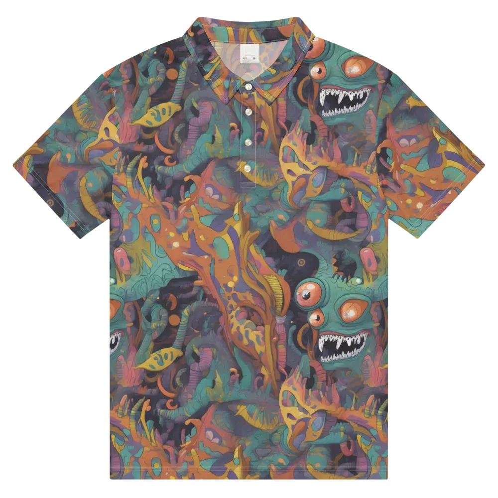 Neon Menagerie on Men's Slim Fit Polo Shirt — Front