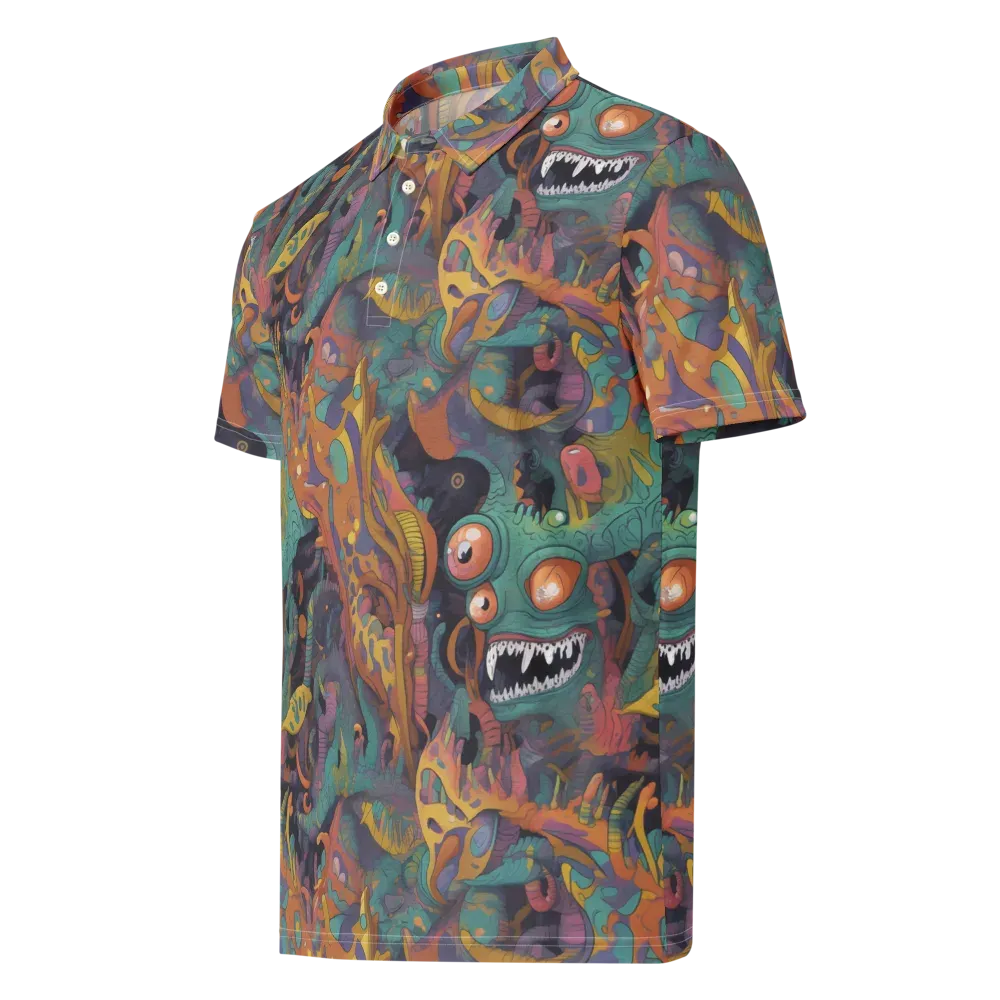 Neon Menagerie on Men's Slim Fit Polo Shirt — Left Front