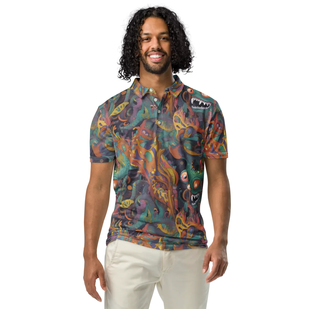 Neon Menagerie on Men's Slim Fit Polo Shirt — Front