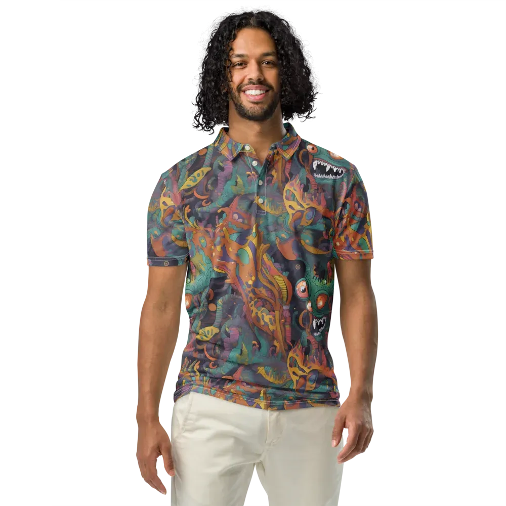 Neon Menagerie on Men's Slim Fit Polo Shirt — Front