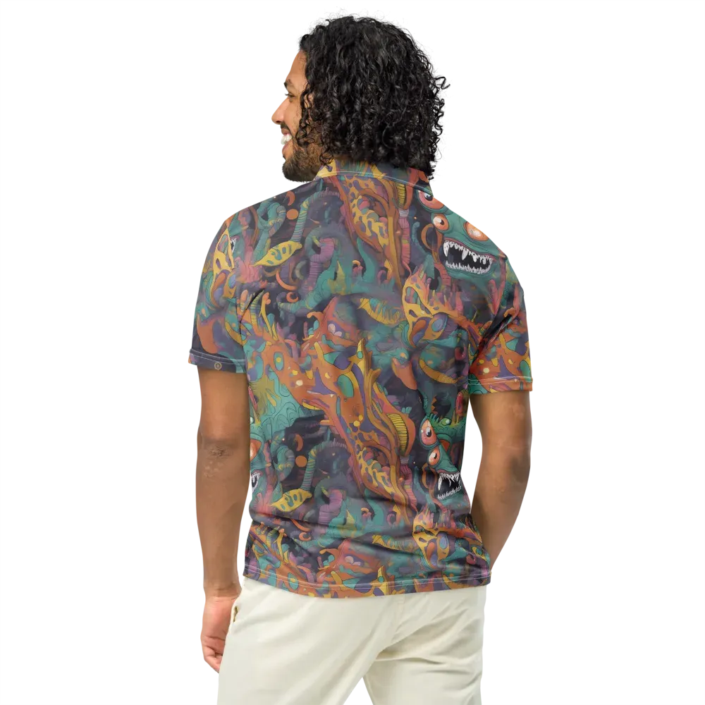 Neon Menagerie on Men's Slim Fit Polo Shirt — Back