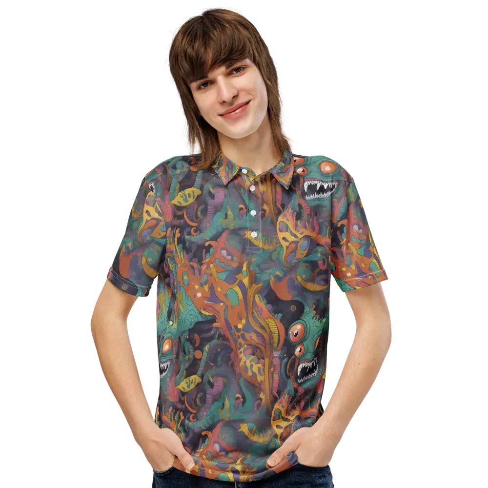 Neon Menagerie on Men's Slim Fit Polo Shirt — Front