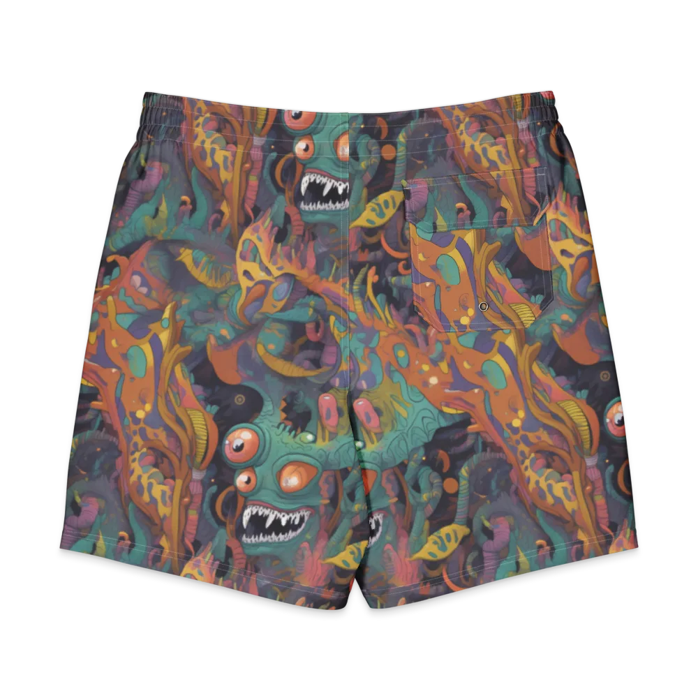 Neon Menagerie on Men's Board Shorts — Back