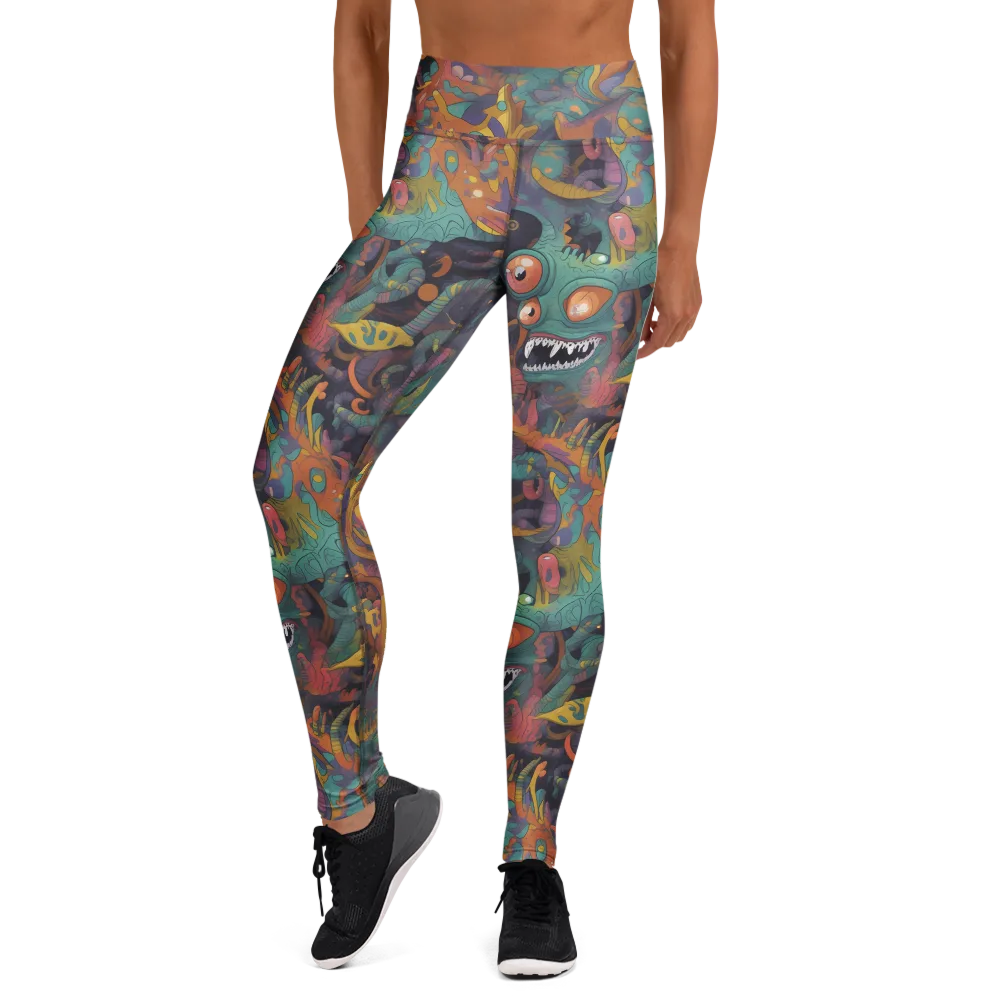 Neon Menagerie on Yoga Leggings — Front