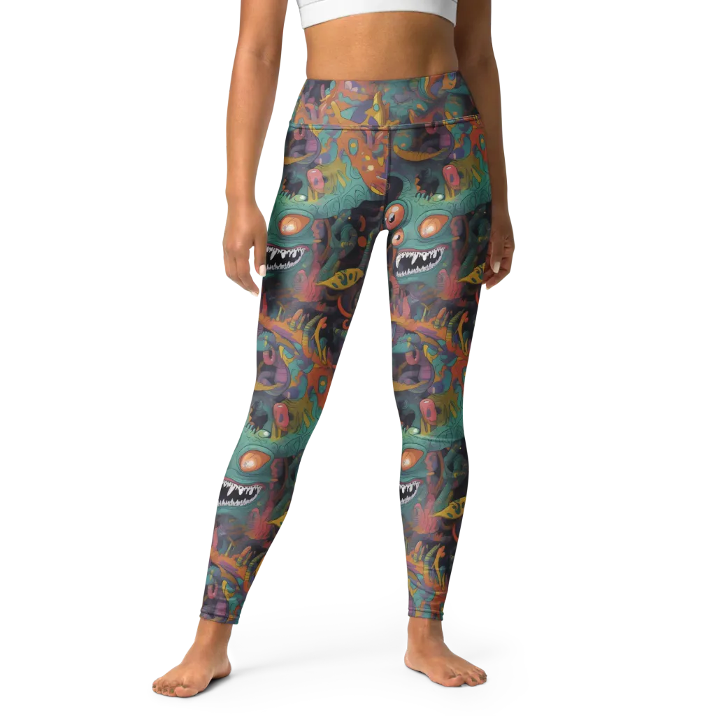 Neon Menagerie on Yoga Leggings — Front