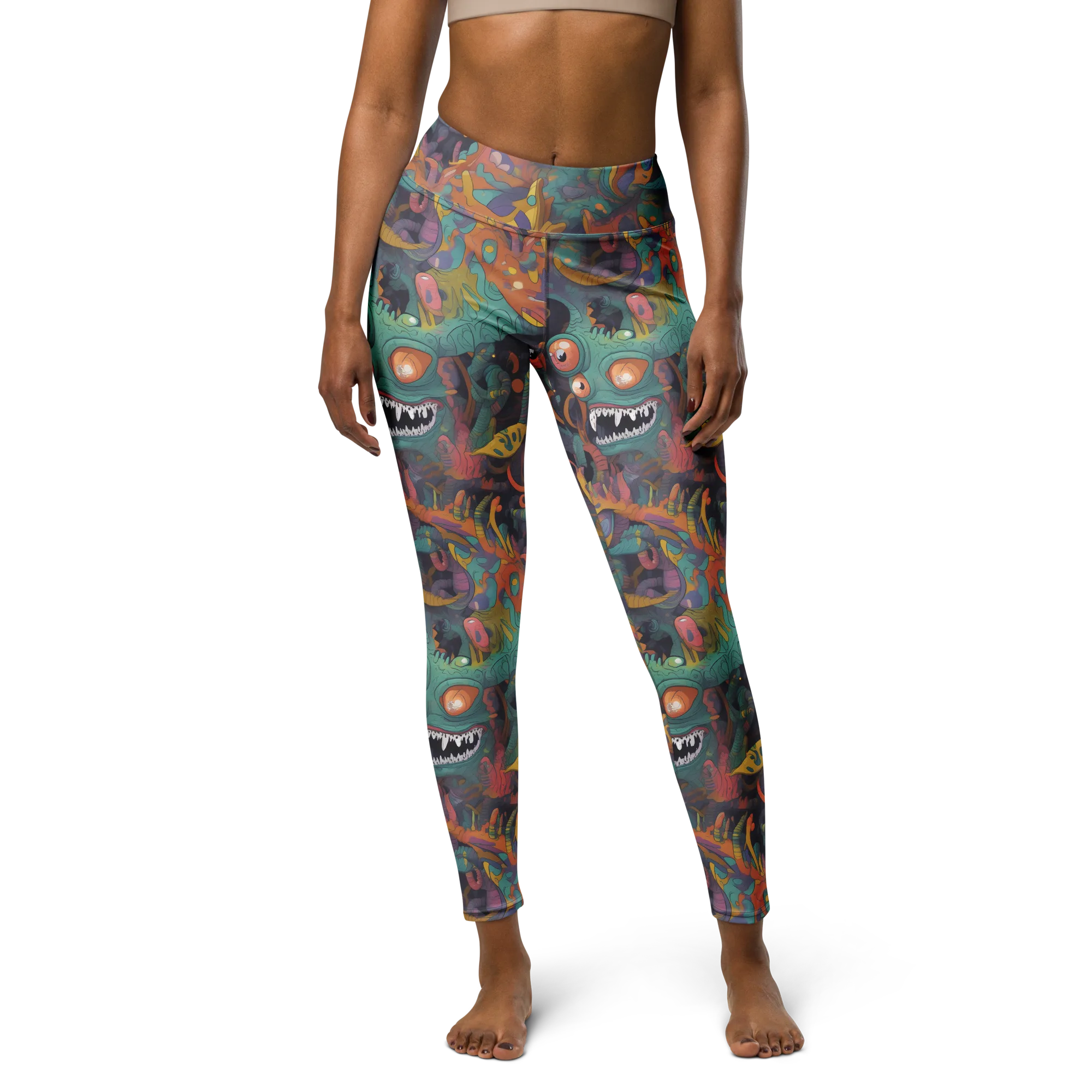 Neon Menagerie on Yoga Leggings — Front