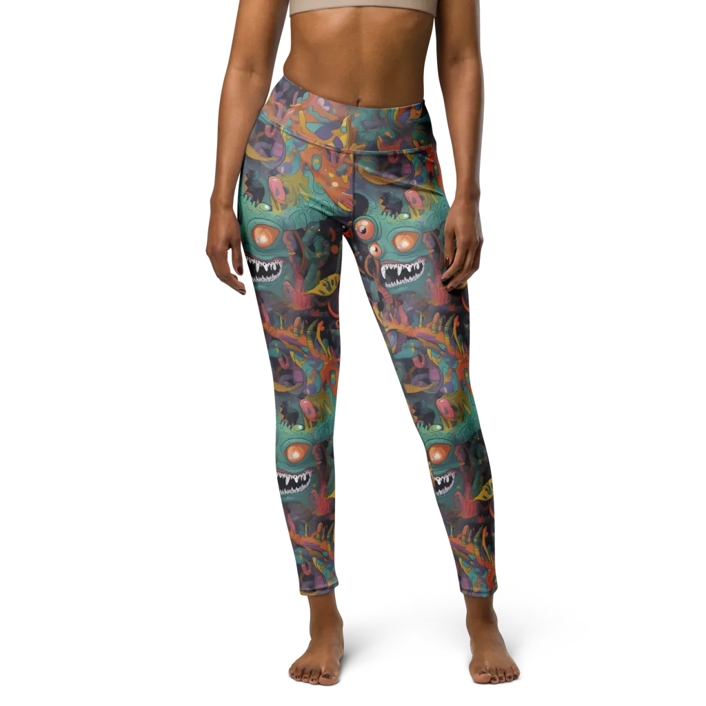 Neon Menagerie on Yoga Leggings — Front