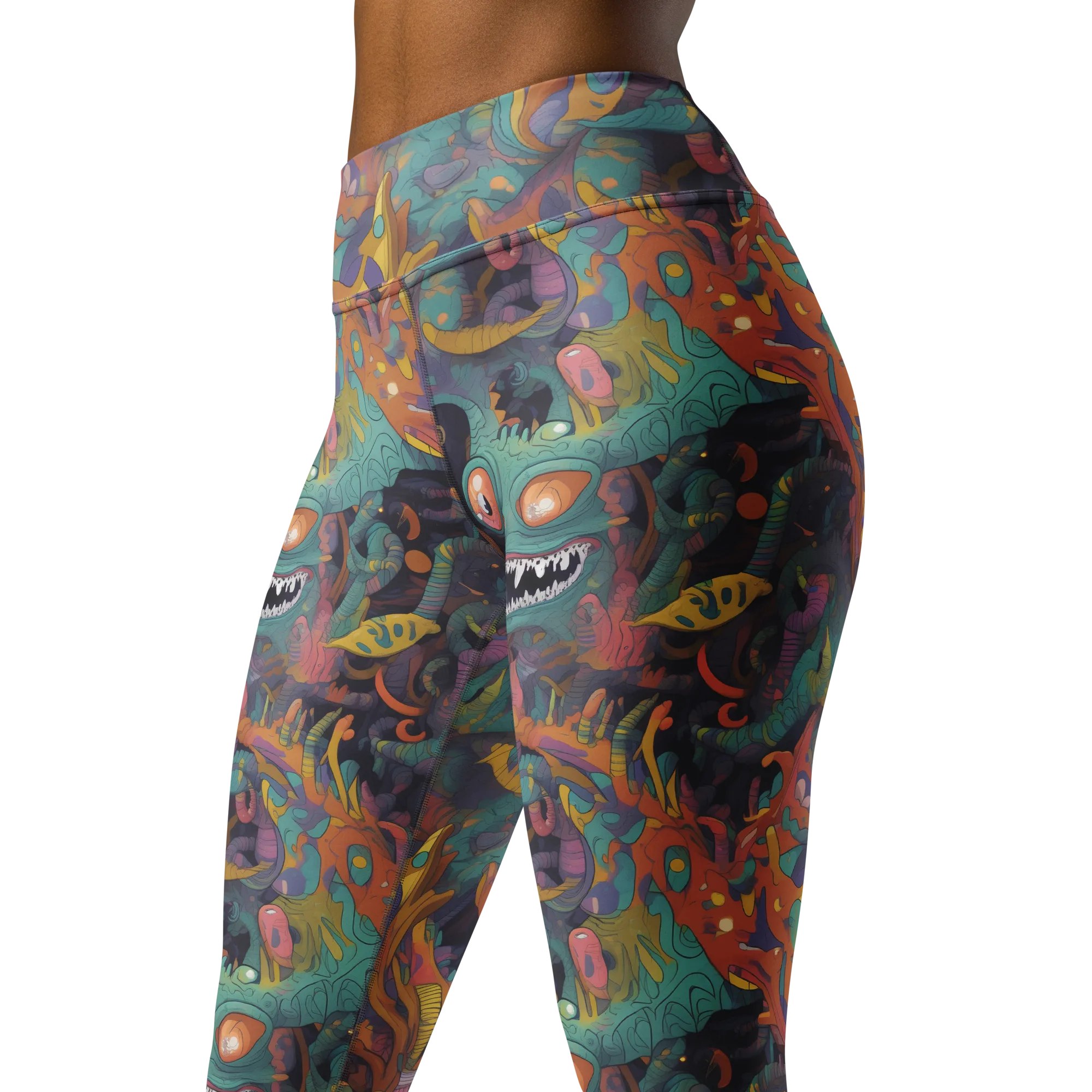 Neon Menagerie on Yoga Leggings — Left Front