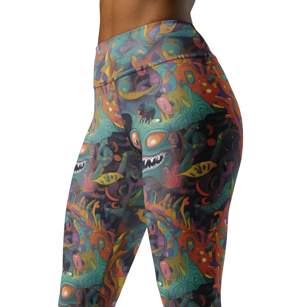 Neon Menagerie on Yoga Leggings — Left Front