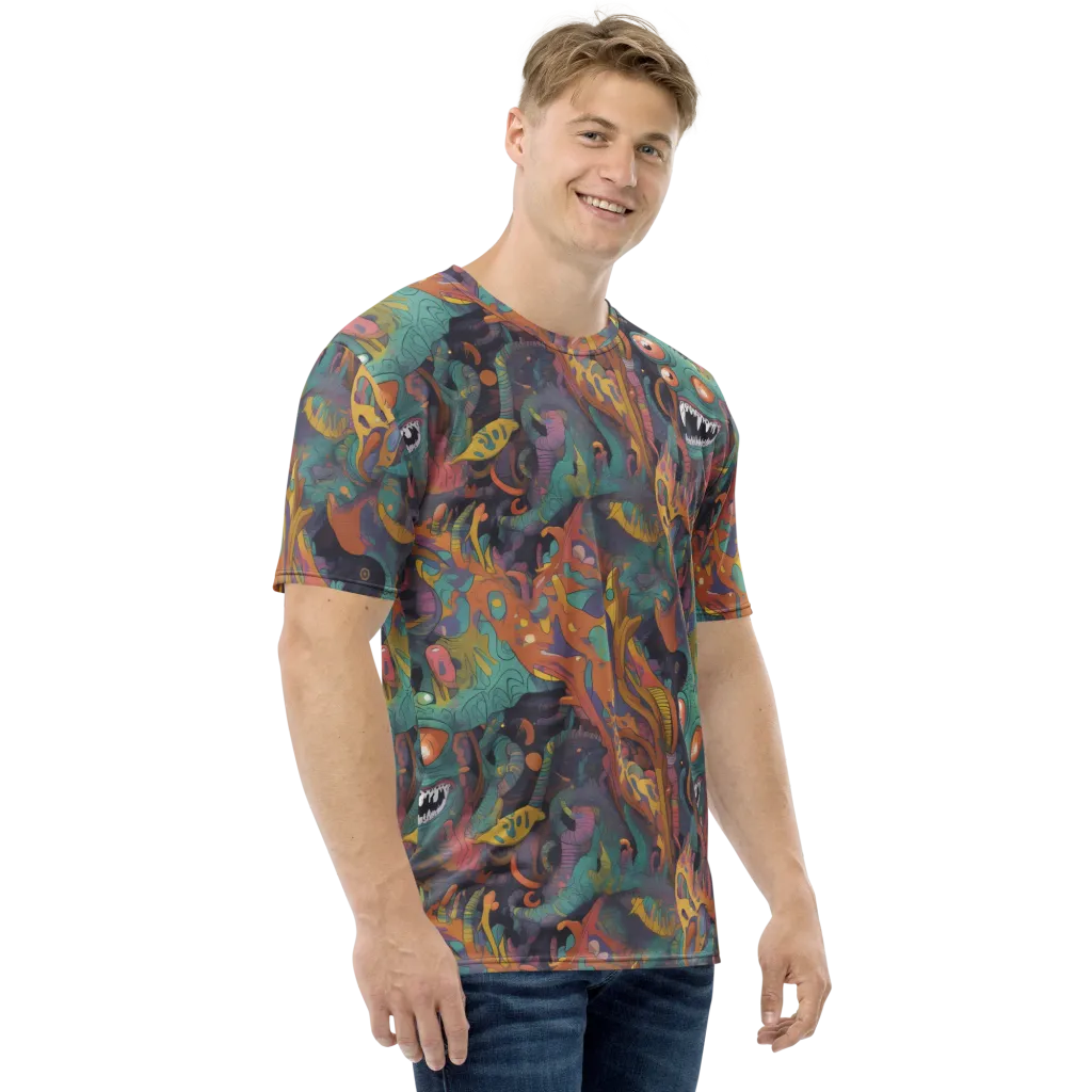 Neon Menagerie on Men's Crew Neck T-Shirt — Right