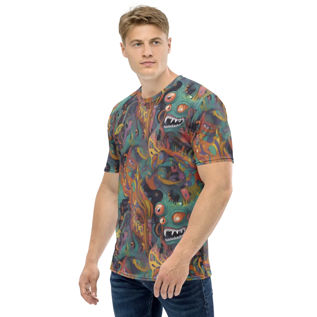 Neon Menagerie on Men's Crew Neck T-Shirt — Left