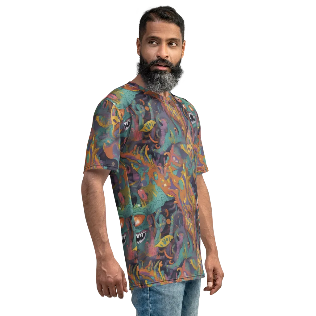Neon Menagerie on Men's Crew Neck T-Shirt — Right
