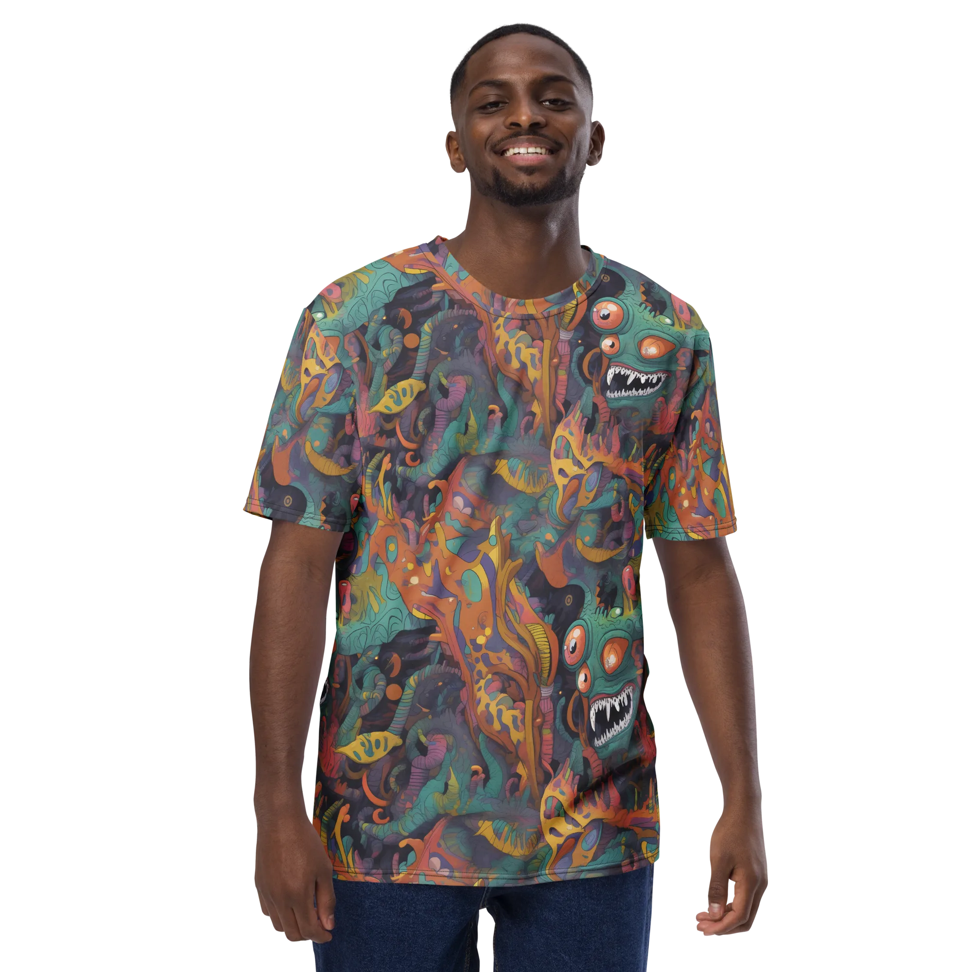 Neon Menagerie on Men's Crew Neck T-Shirt — Front