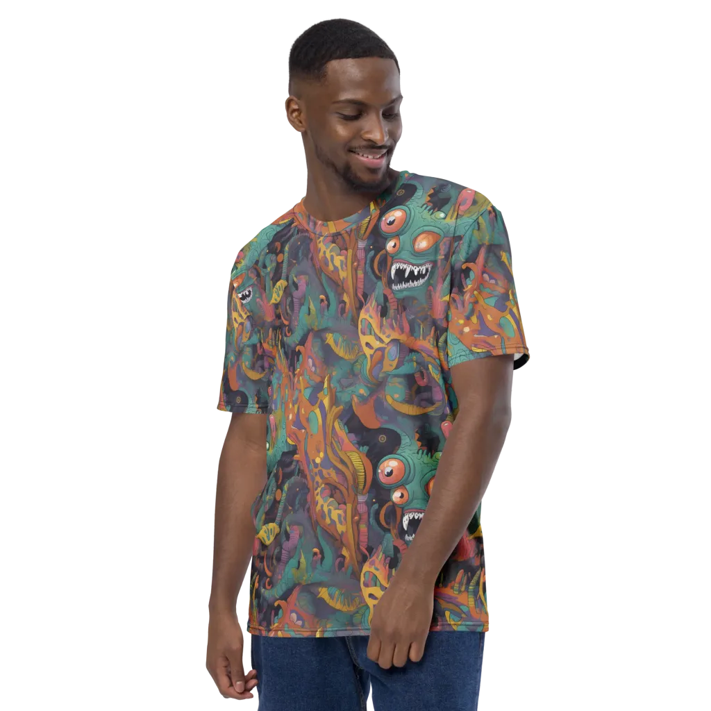 Neon Menagerie on Men's Crew Neck T-Shirt — Left