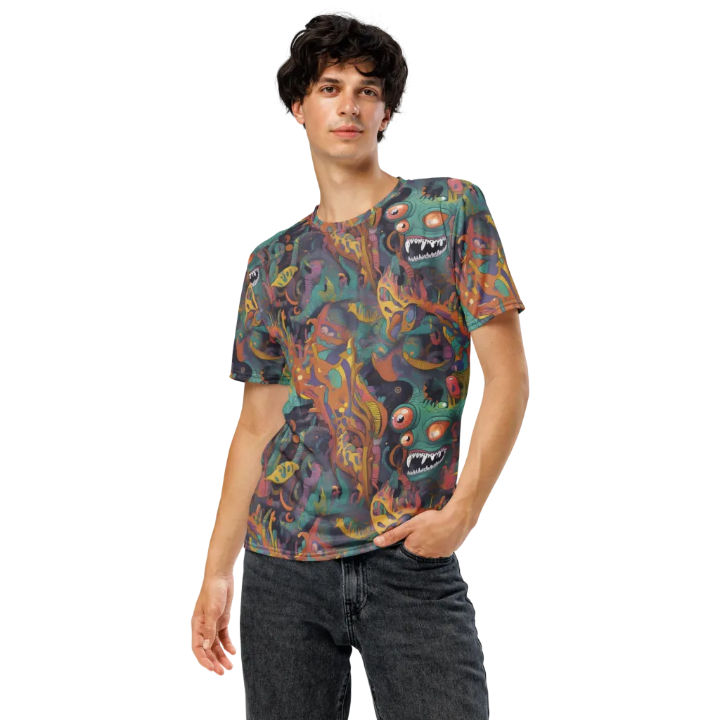 Neon Menagerie on Men's Crew Neck T-Shirt — Front