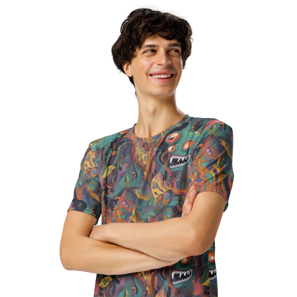 Neon Menagerie on Men's Crew Neck T-Shirt — Left Front