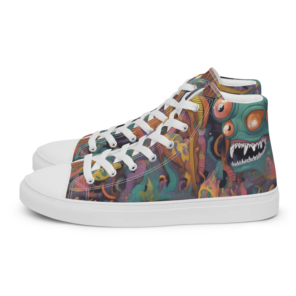 Neon Menagerie on Men's High Top Canvas Shoes — Left