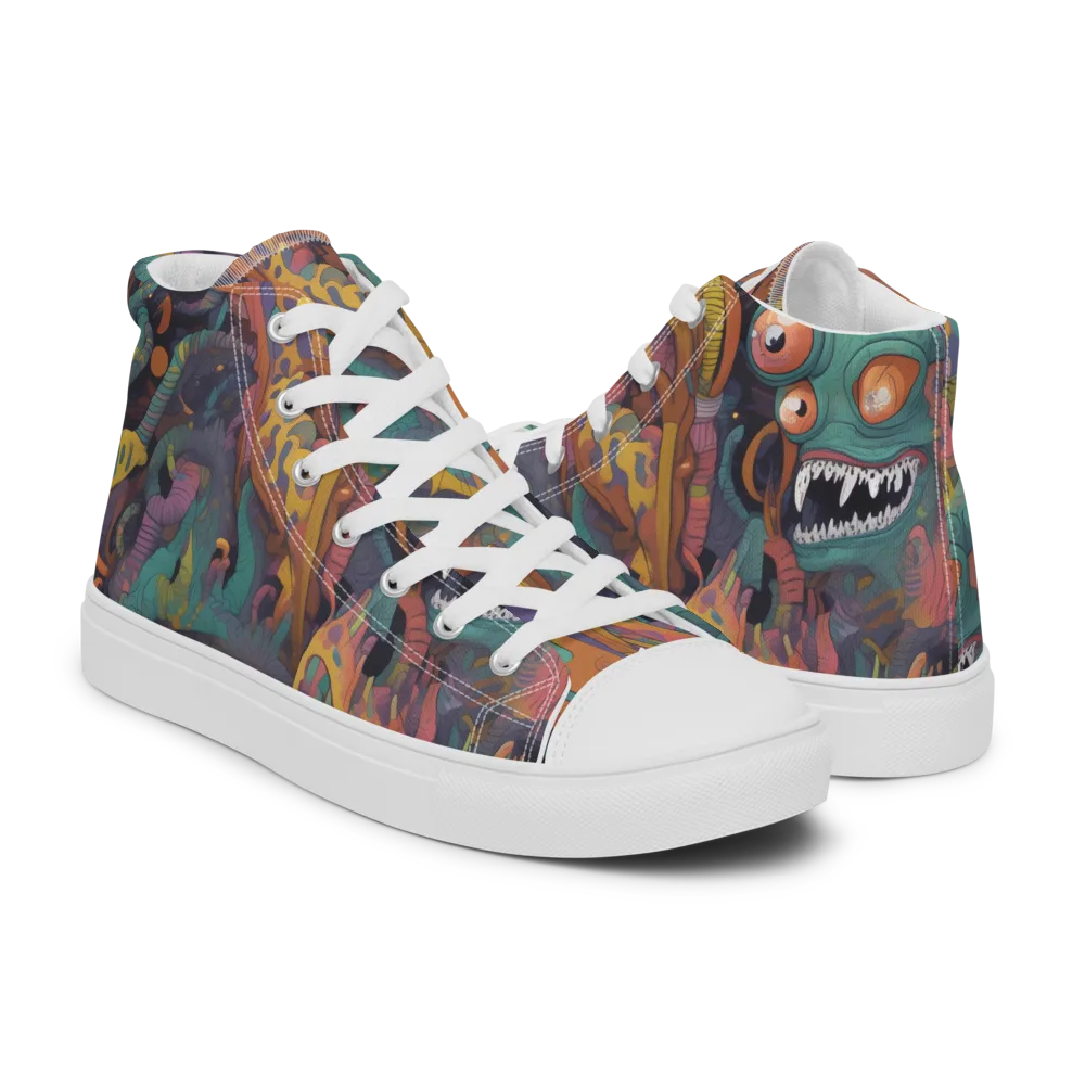 Neon Menagerie on Men's High Top Canvas Shoes — Right