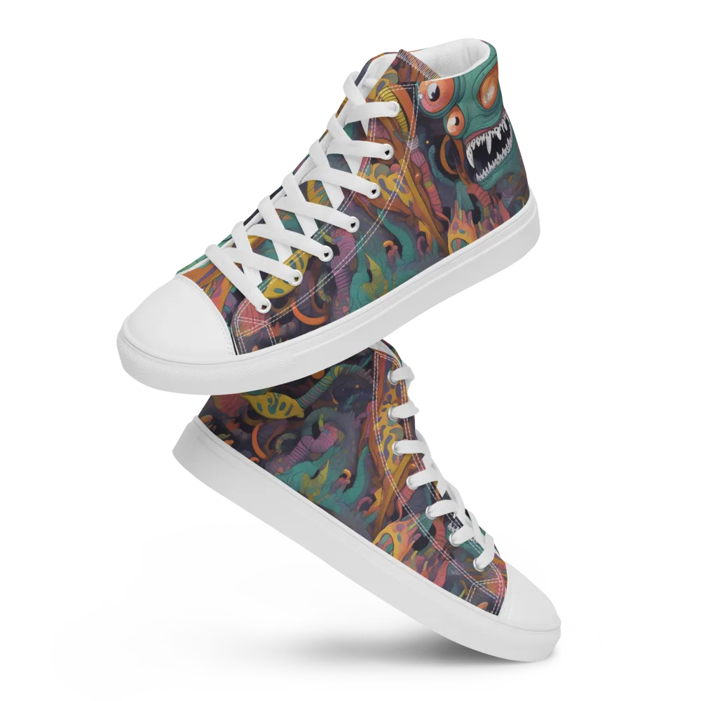 Neon Menagerie on Men's High Top Canvas Shoes — Front