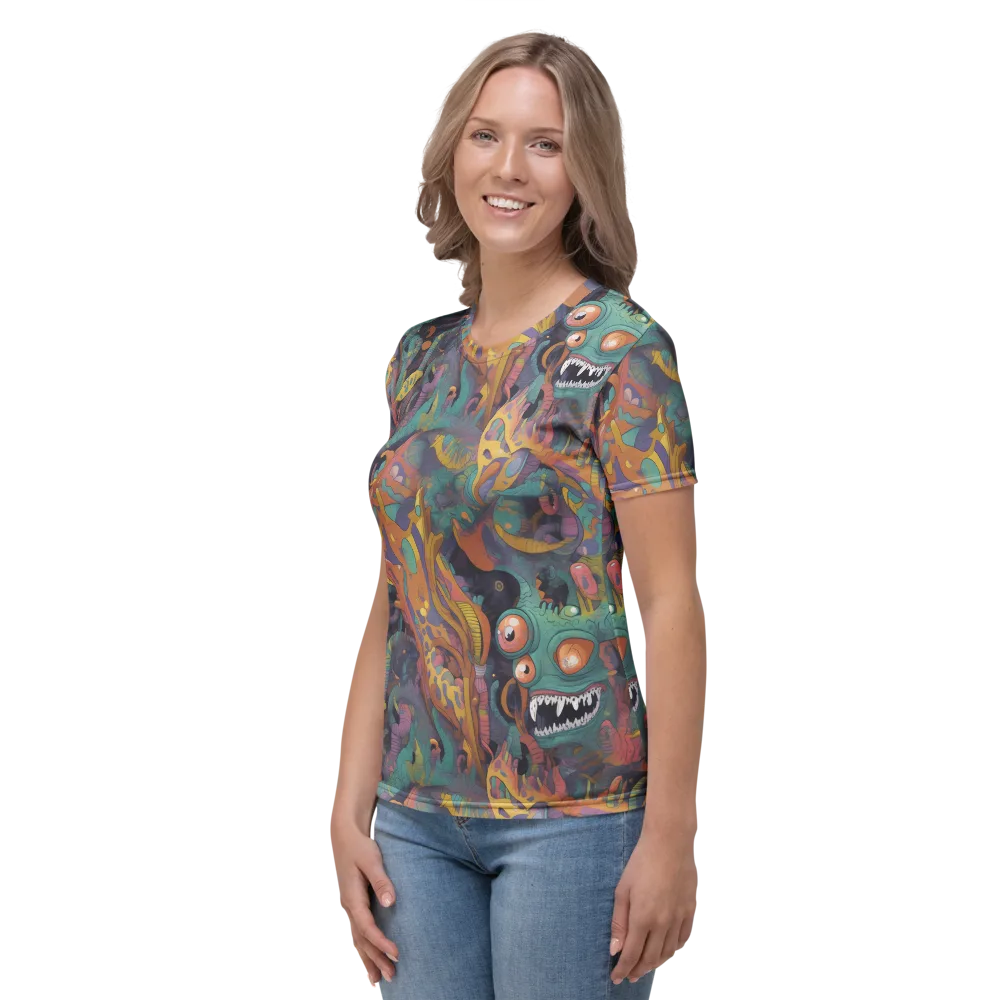 Neon Menagerie on Women's Crew Neck T-Shirt — Left