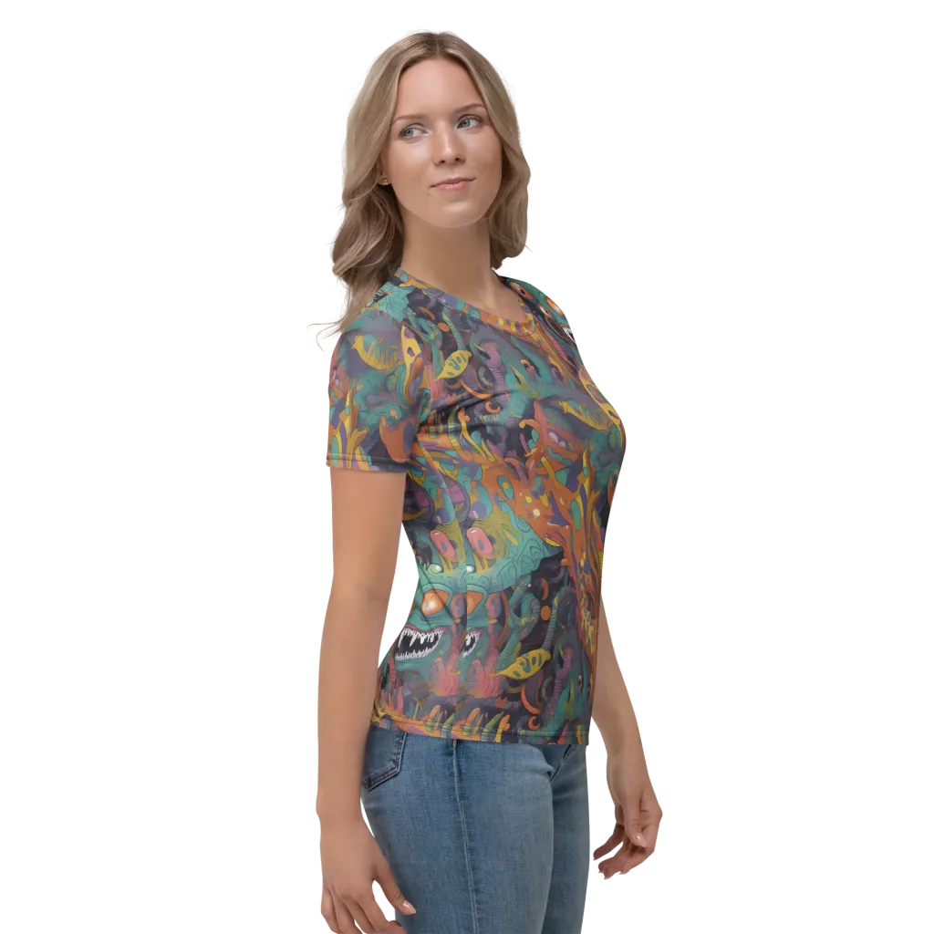 Neon Menagerie on Women's Crew Neck T-Shirt — Right