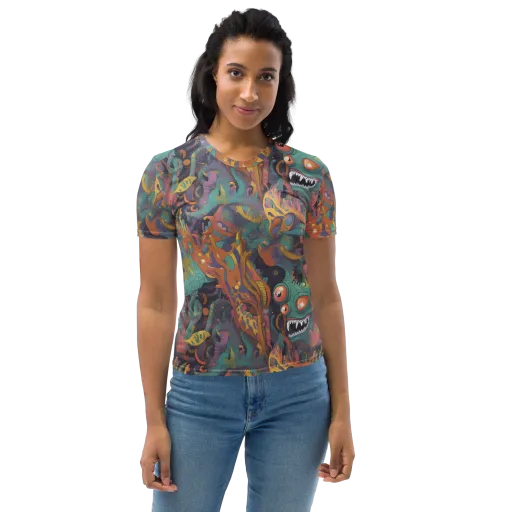 Neon Menagerie on a Women's Crew Neck T-Shirt