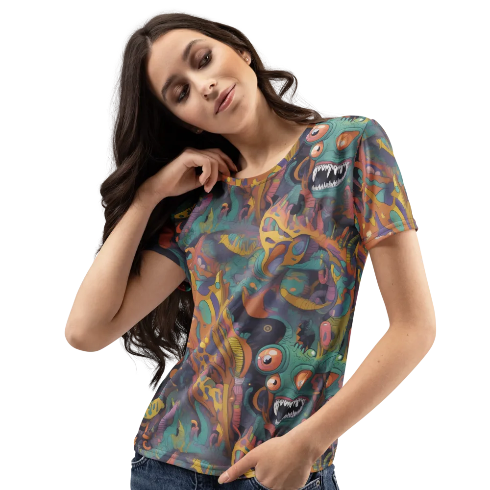 Neon Menagerie on Women's Crew Neck T-Shirt — Left Front
