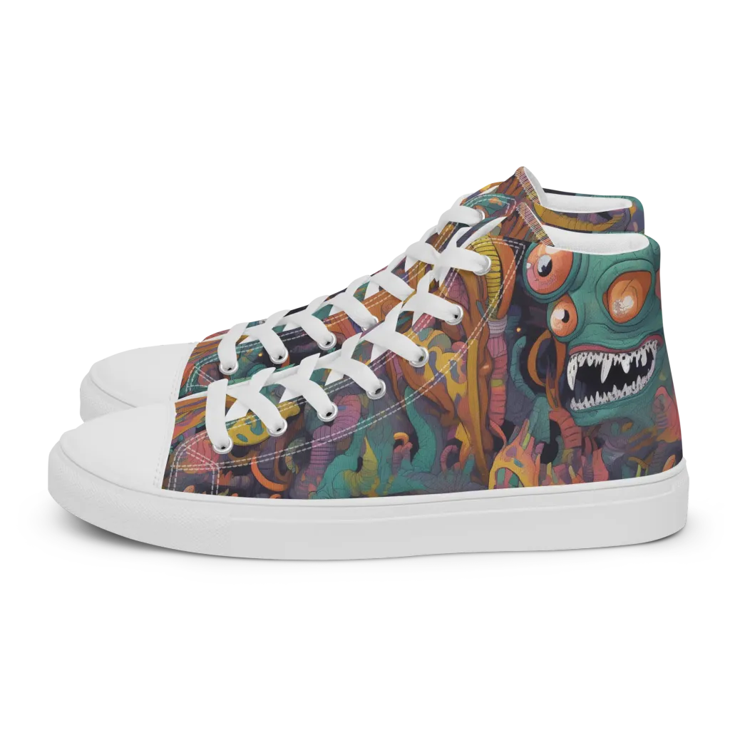 Neon Menagerie on Women's High Top Canvas Shoes — Left