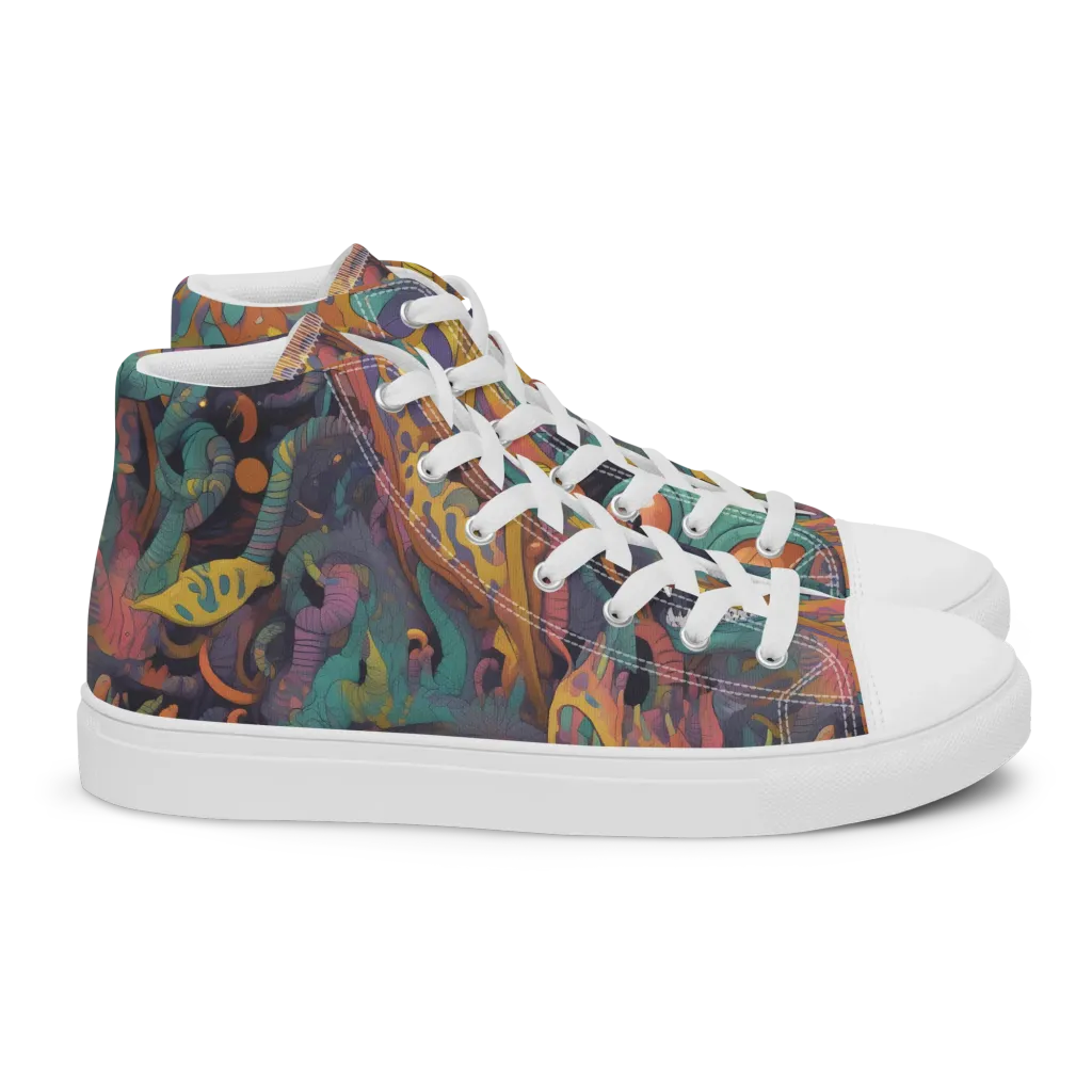 Neon Menagerie on Women's High Top Canvas Shoes — Right