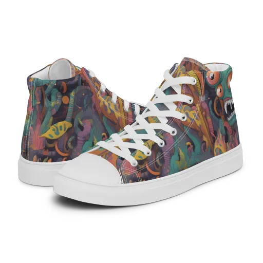 Neon Menagerie on a Women's High Top Canvas Shoes