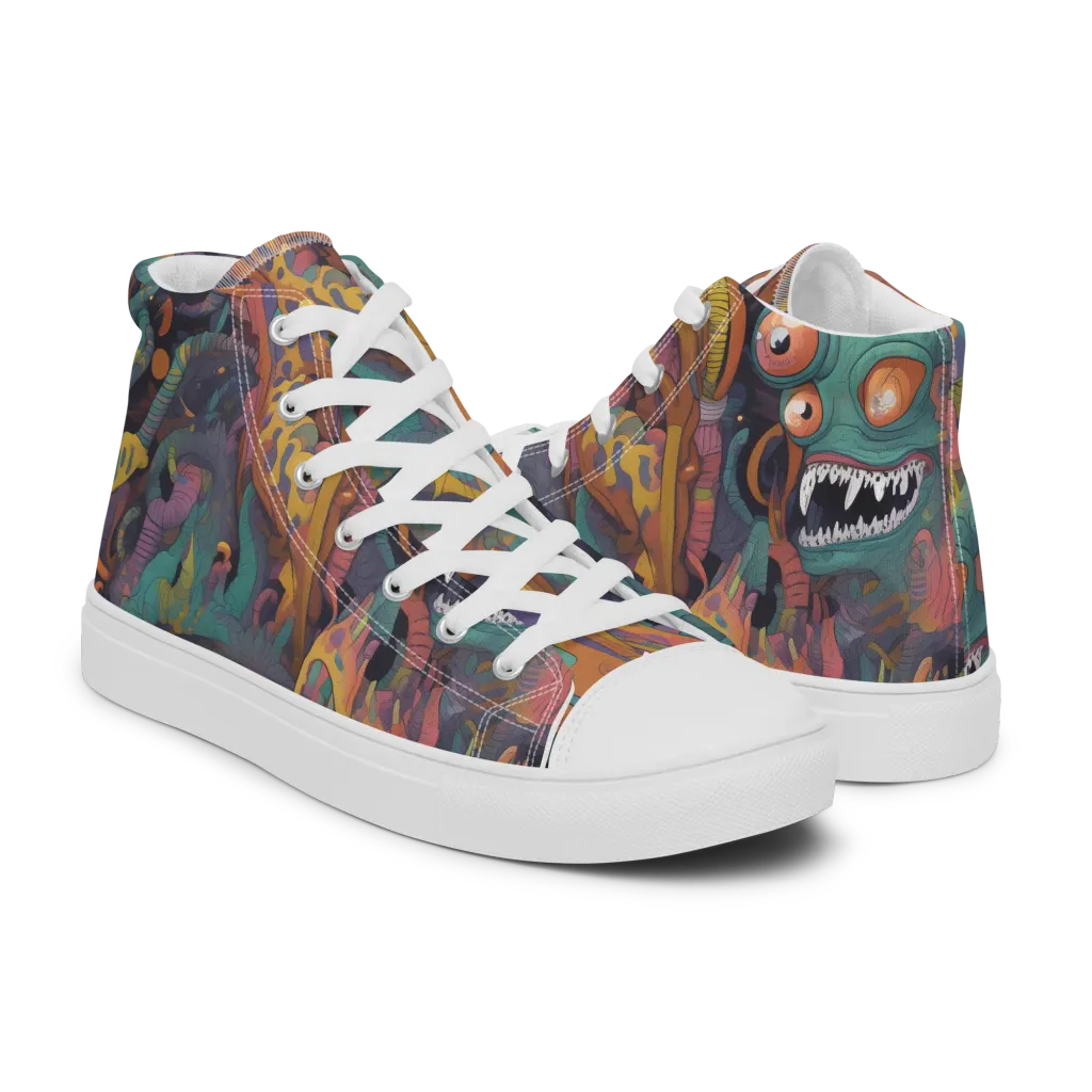 Neon Menagerie on Women's High Top Canvas Shoes — Right