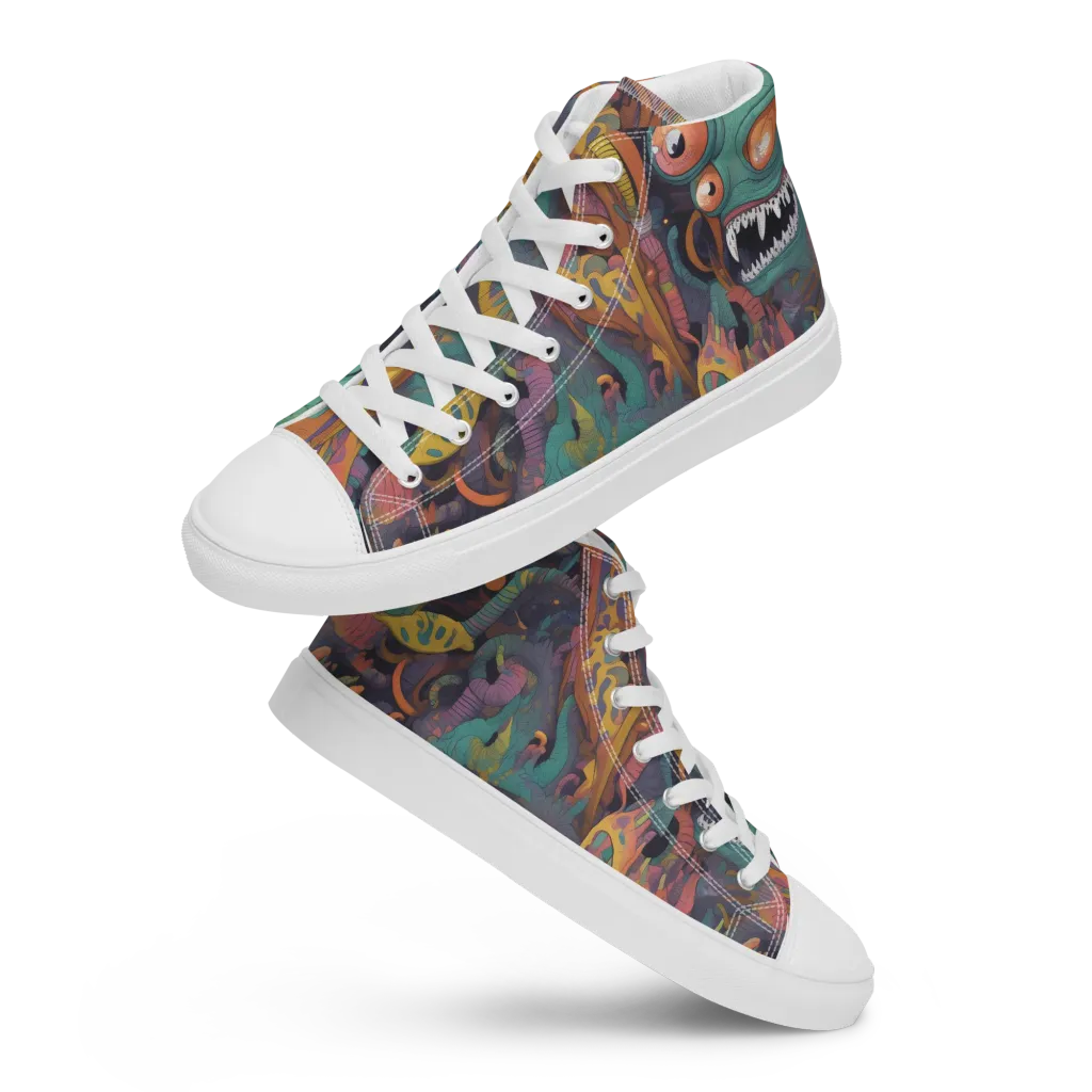 Neon Menagerie on Women's High Top Canvas Shoes — Front