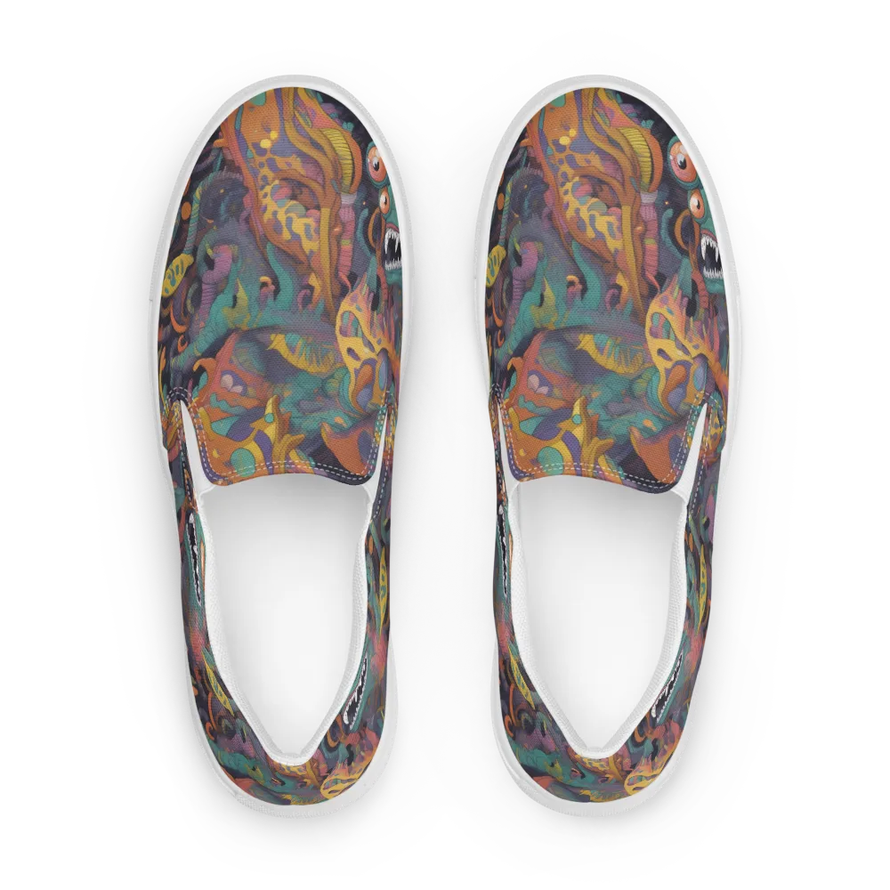 Neon Menagerie on Men's Slip-On Canvas Shoes — Front