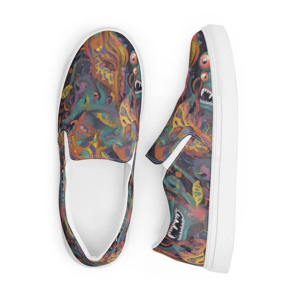 Neon Menagerie on Men's Slip-On Canvas Shoes — Front