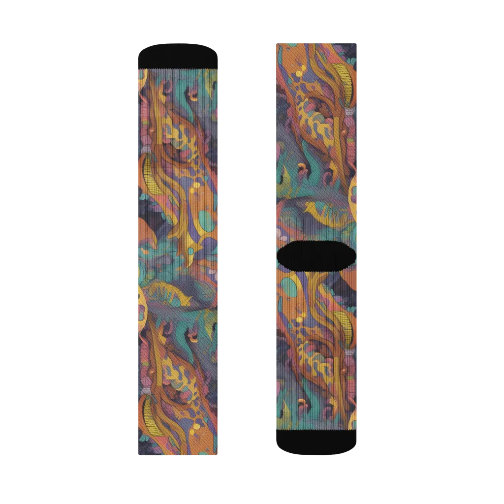 Neon Menagerie on Socks — Right Sock