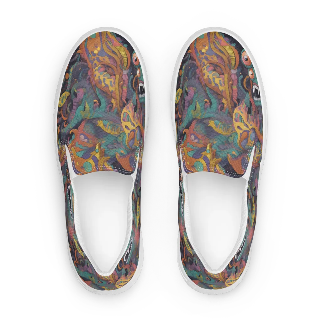 Neon Menagerie on Women's Slip-On Canvas Shoes — Front