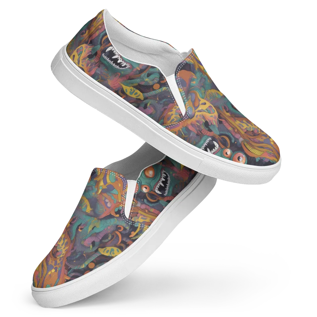 Neon Menagerie on Women's Slip-On Canvas Shoes — Front