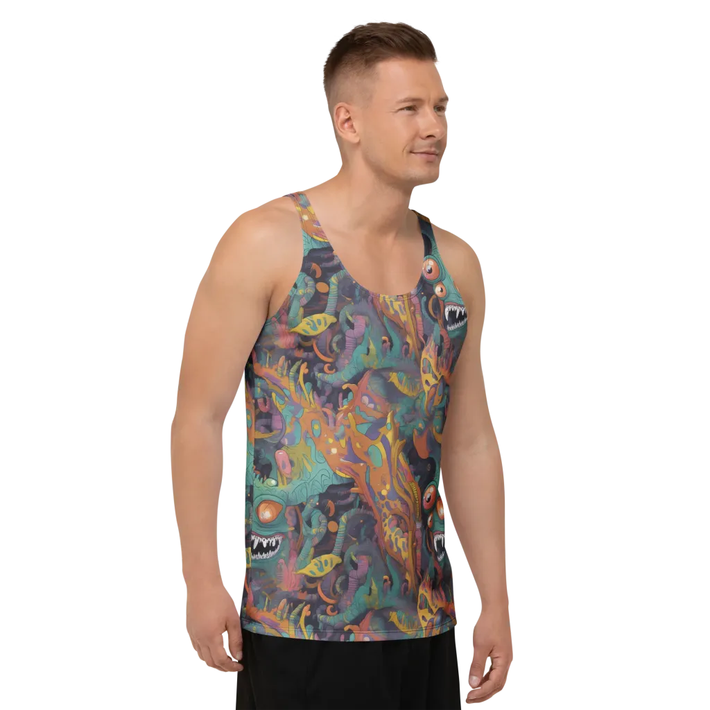 Neon Menagerie on Men's Tank Top — Right Front