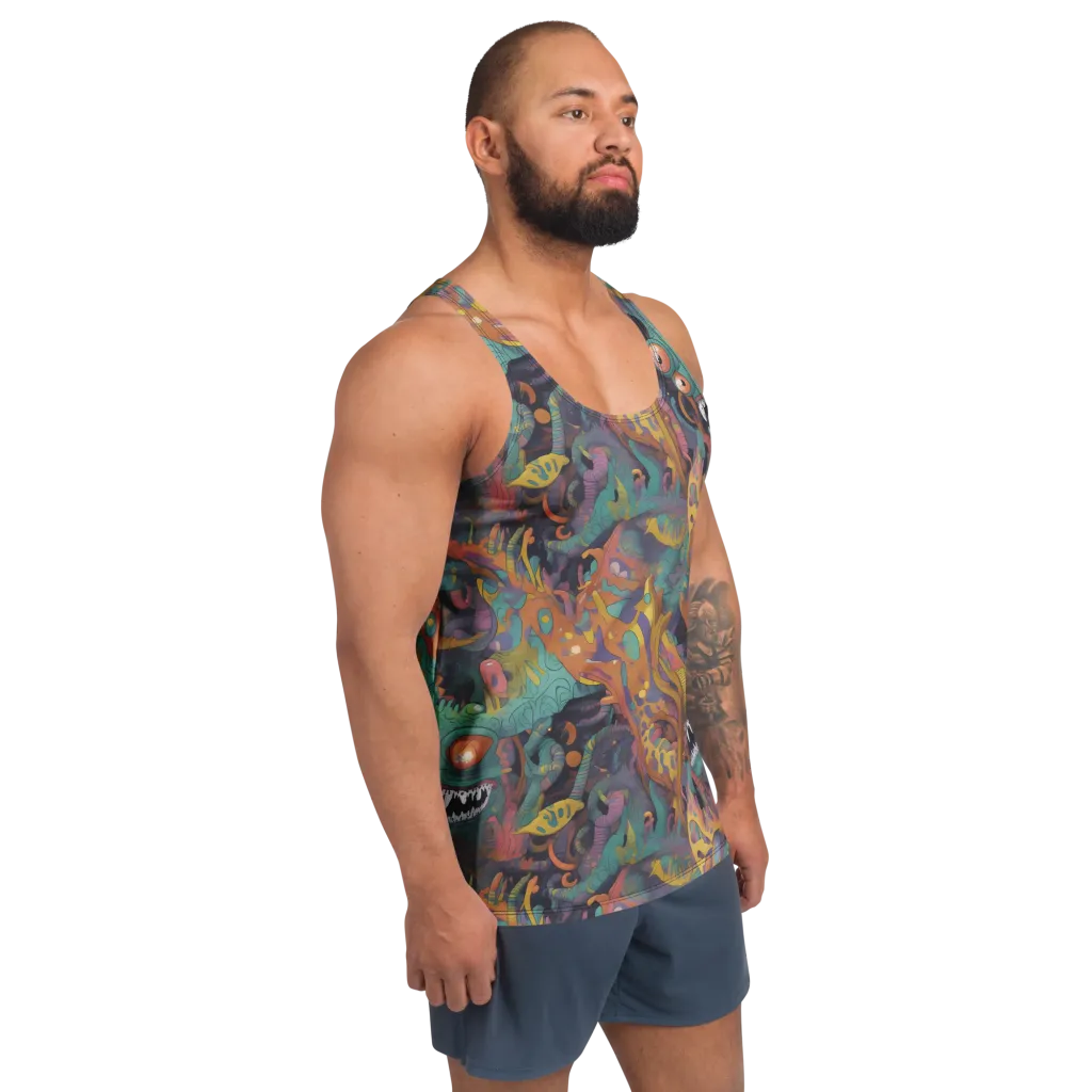 Neon Menagerie on Men's Tank Top — Right Front