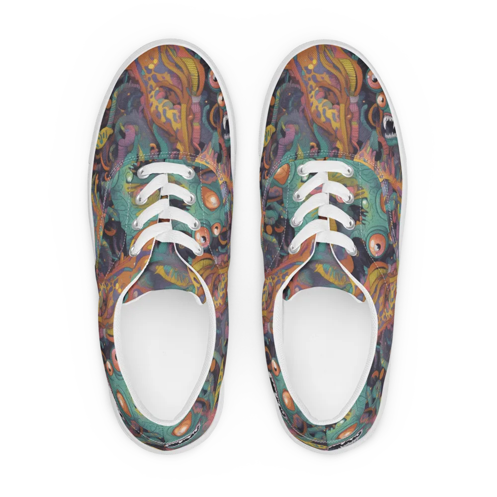 Neon Menagerie on Men's Lace-Up Canvas Shoes — Front