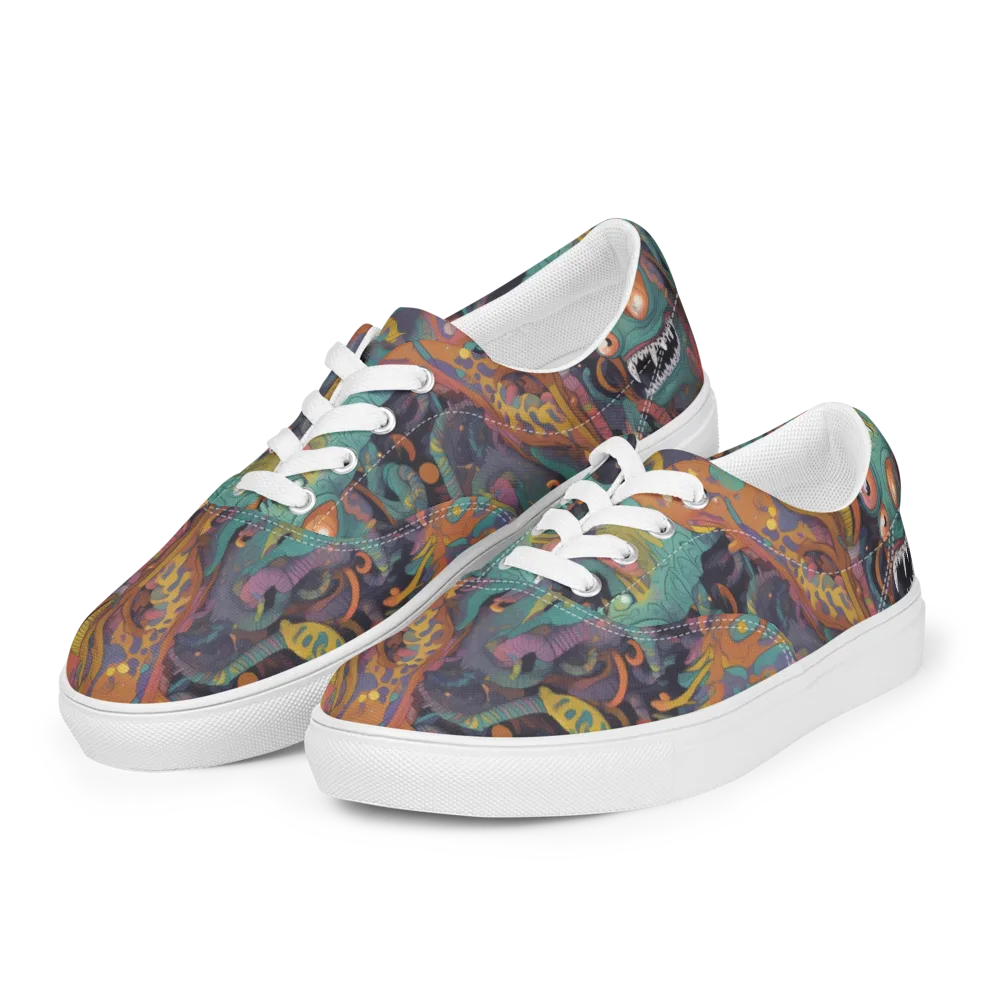 Neon Menagerie on Men's Lace-Up Canvas Shoes — Left Front