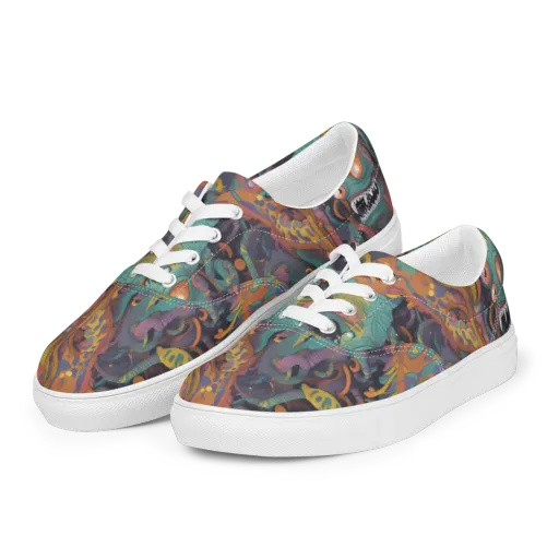 Neon Menagerie on a Men's Lace-Up Canvas Shoes