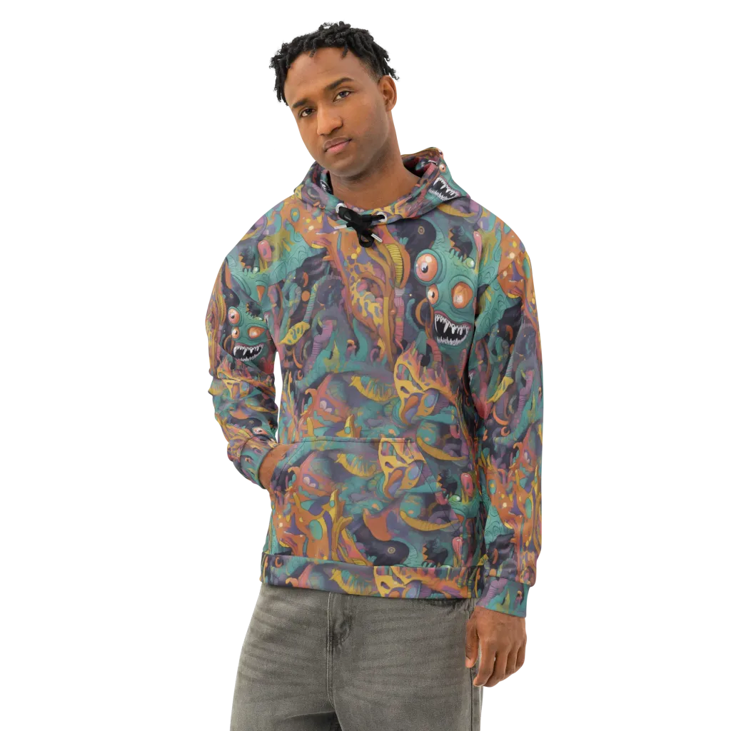 Neon Menagerie on Cotton Hoodie — Left Front