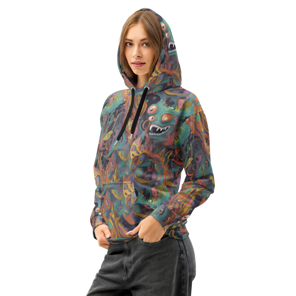 Neon Menagerie on Cotton Hoodie — Left Front