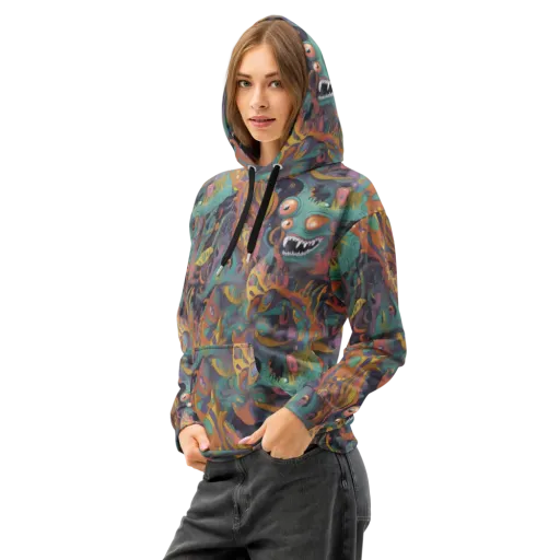 Neon Menagerie on a Cotton Hoodie