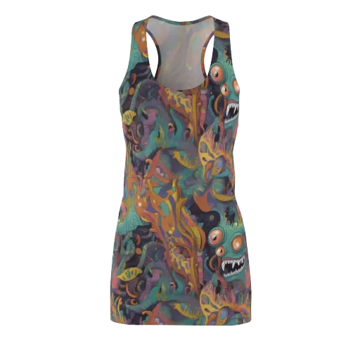 Neon Menagerie on a Racerback Dress