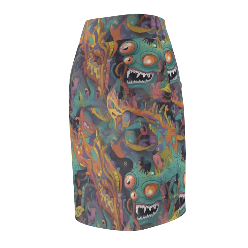 Neon Menagerie on Pencil Skirt — Back Side