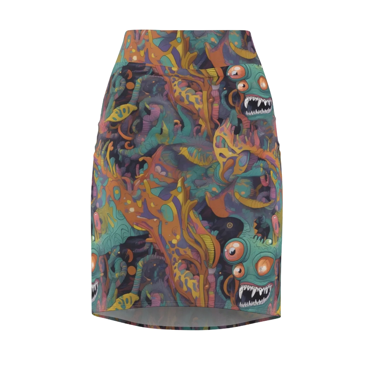 Neon Menagerie on Pencil Skirt — Front