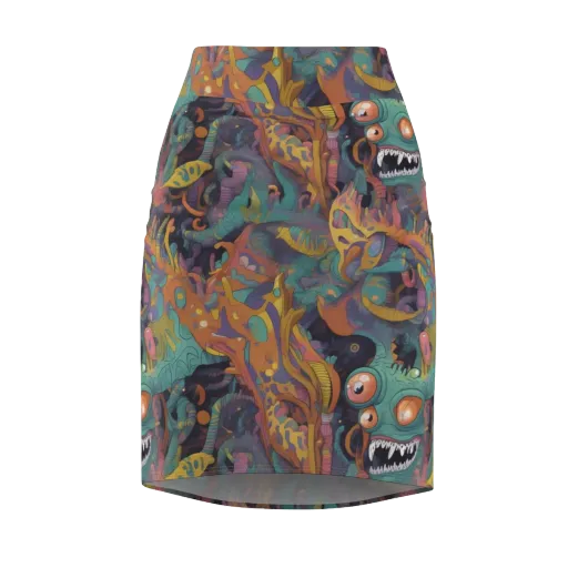 Neon Menagerie on a Pencil Skirt